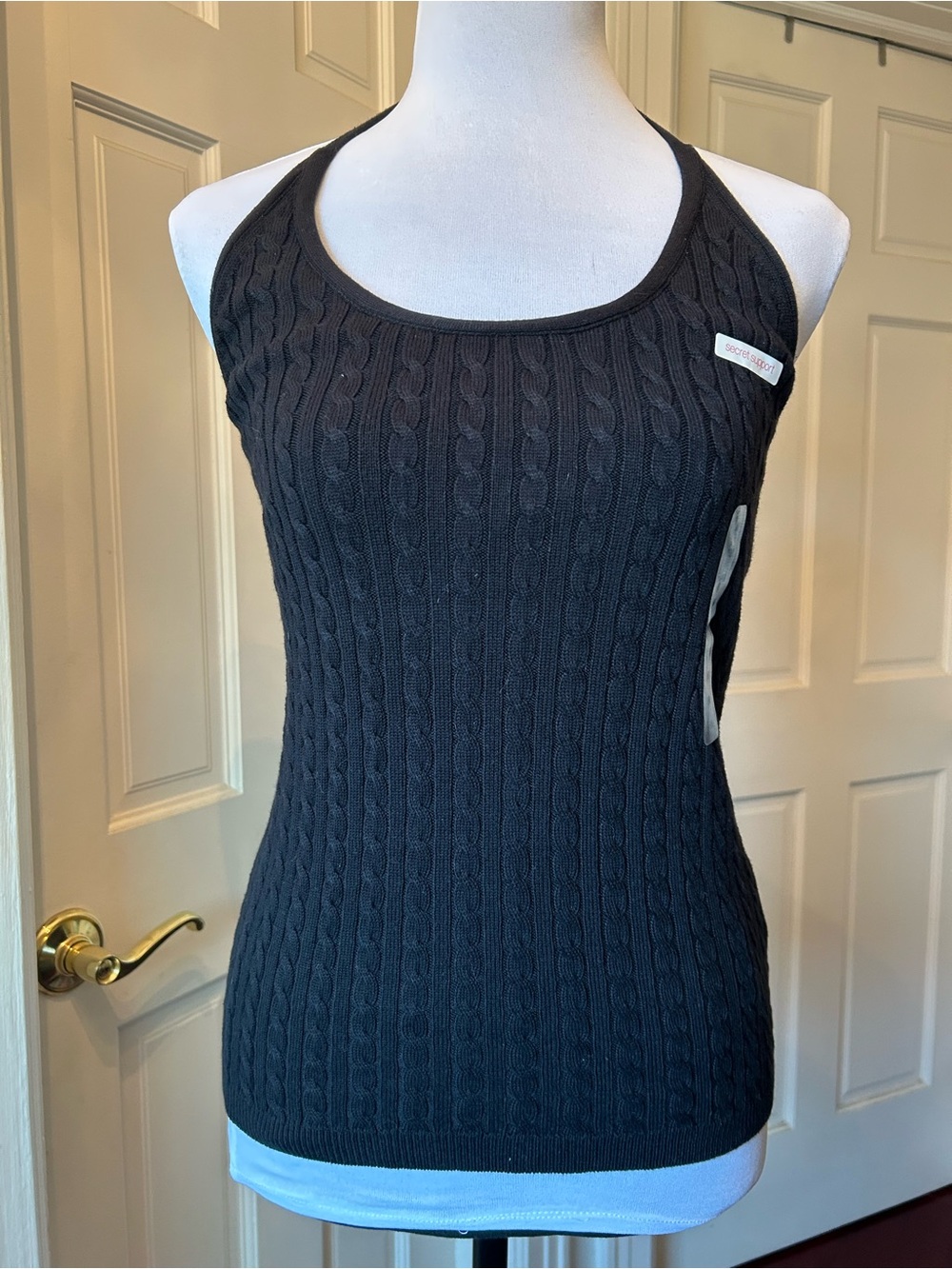 Black Cable Knit Halter Tank